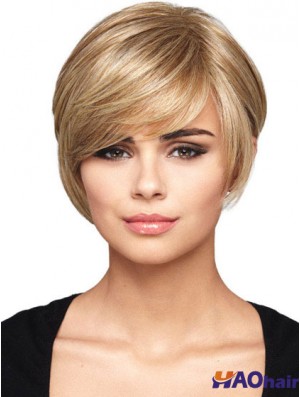 Coiffures blondes droites courtes sans bonnet Bob perruques