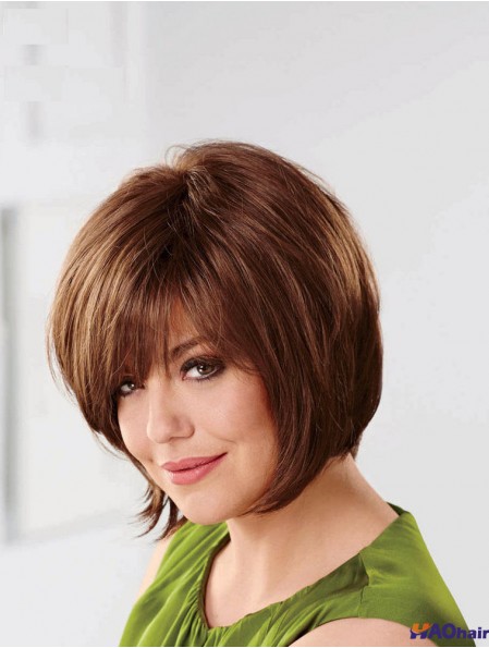 Perruques Bob Naturelles Sans Bonnet Naturel 10 cm Auburn