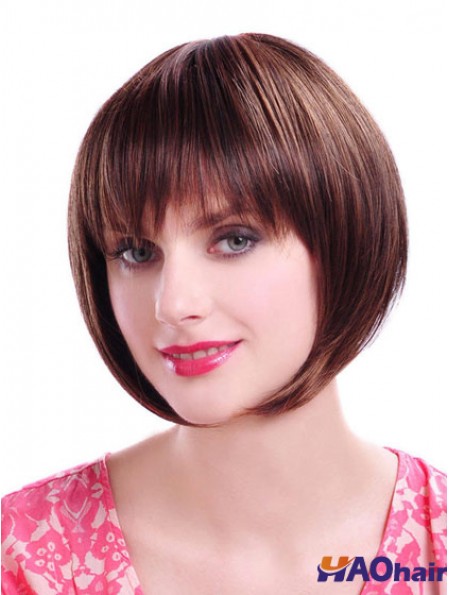 Perruques Bob Auburn Droite Auburn Longueur Chin Sans Bonnet