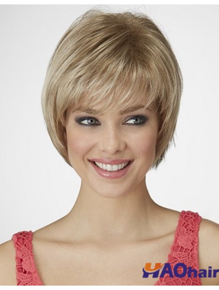 Longueur de menton droite Blonde 9 pouces capless belles perruques Bob