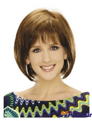 Capless menton longueur droite blonde naturelle Bob perruques