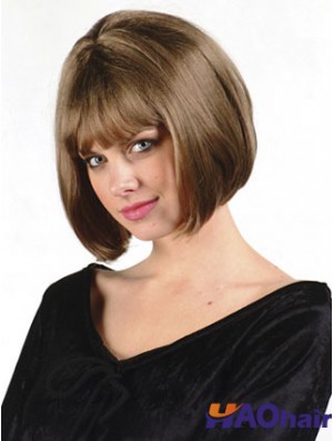 Capless menton longueur droite brun pas cher Bob perruques