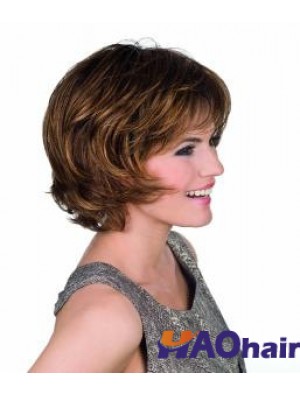 Ondulé longueur de menton brun 11,5 pouces capless Amazing Bob perruques