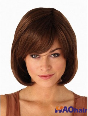 Capless menton longueur droite Auburn Bob moderne perruques