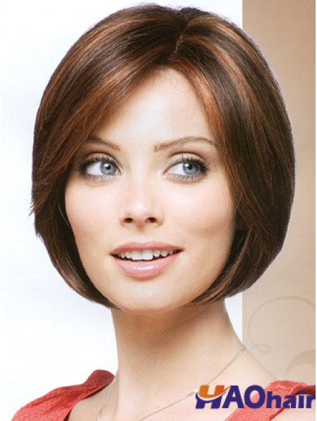 Capless menton longueur droite Auburn moins cher Bob perruques