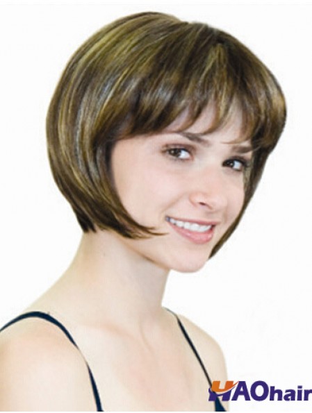 Perruques Bob pratiques de longueur de menton droit blonde 10 pouces monofilament