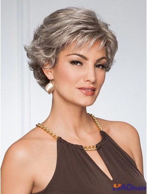 Capless Curly Cropped 5 pouces gris perruques