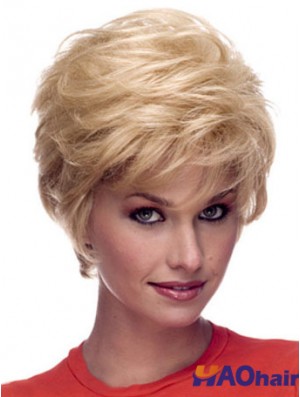 Perruques Cheveux Humains Couleur Blonde Longueur Courte Coupe Couches