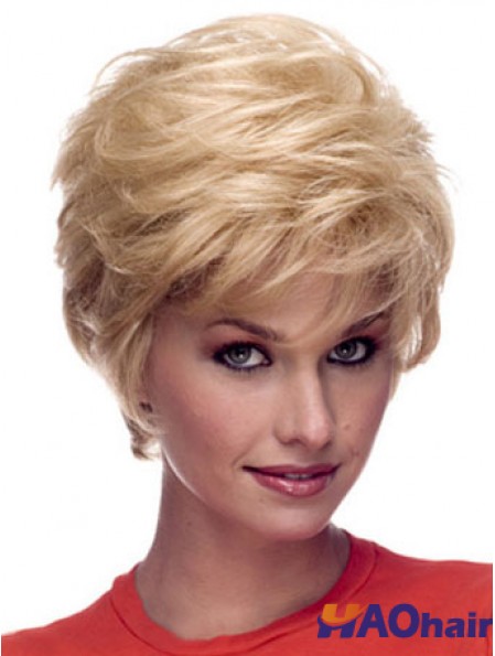Perruques Cheveux Humains Couleur Blonde Longueur Courte Coupe Couches