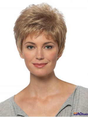 Perruques Cheveux Courts Couleur Blonde Longueur Courte Style Droite