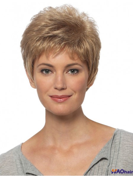 Perruques Cheveux Courts Couleur Blonde Longueur Courte Style Droite