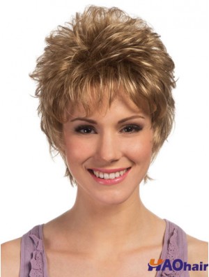 Boycuts Cropped Blonde Curly Haute Qualité Petite Perruques