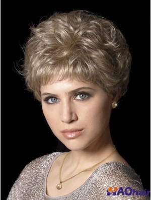 Perruques de cheveux avec des coupes synthétiques de longueur ondulée de style ondulé sans capuchon