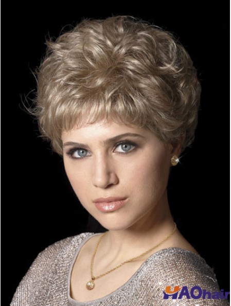 Perruques de cheveux avec des coupes synthétiques de longueur ondulée de style ondulé sans capuchon
