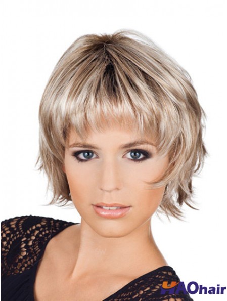 Perruques de style dames bob avec longueur de menton sans capuchon couleur blonde