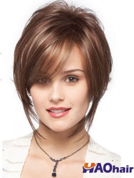 Bobs Wavy Brown capless conçu perruques courtes