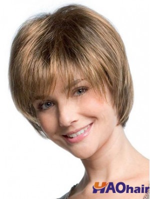 Bobs Straight Blonde Capless Sassy Perruques Courtes