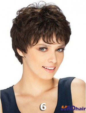 Boycuts Straight Brown capless perruques courtes durables
