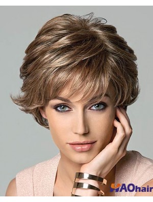 9,5 pouces Amazing Wavy Layered Brown Short Wigs