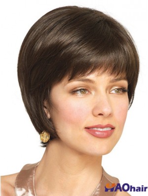 Bobs de cheveux humains avec la longueur courte de couleur brune capless