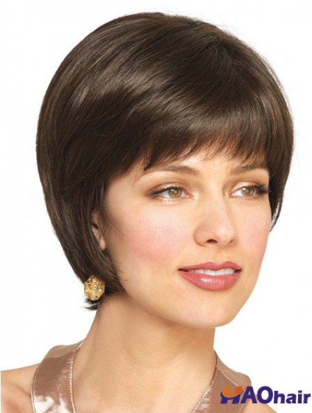 Bobs de cheveux humains avec la longueur courte de couleur brune capless