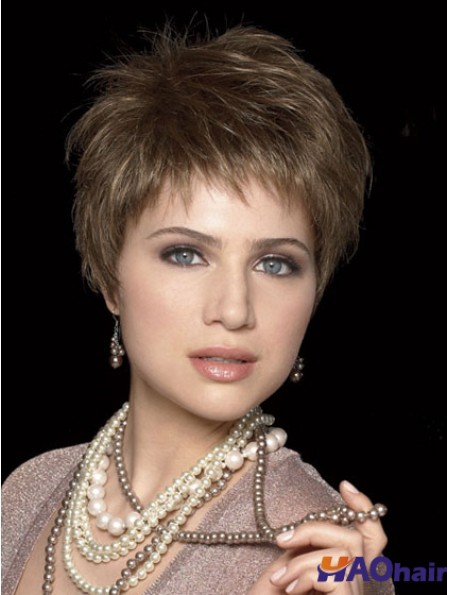 Boycuts Straight Brown Capless Style Perruques courtes