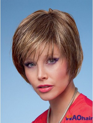 Bobs Straight Brown Capless Fashion perruques courtes