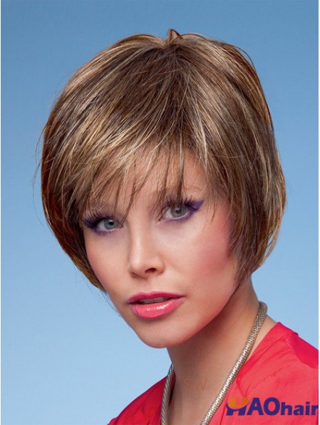Bobs Straight Brown Capless Fashion perruques courtes