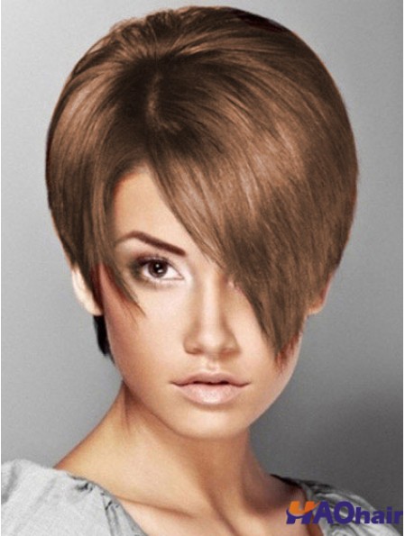 Boycuts Straight Brown Capless Soft perruques courtes