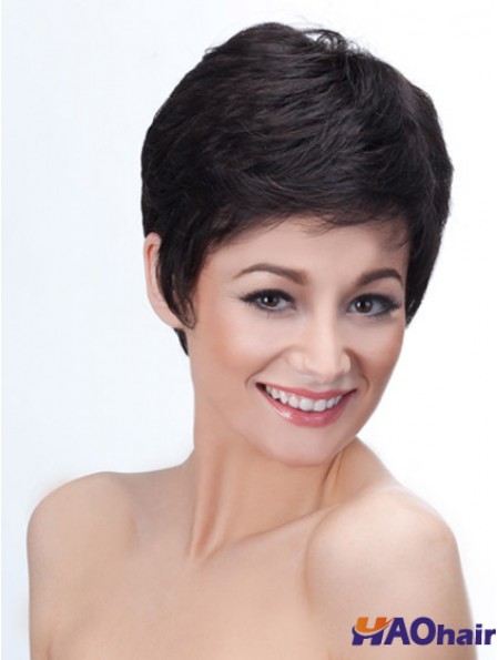 Boycuts droites noires capless bonnes perruques courtes