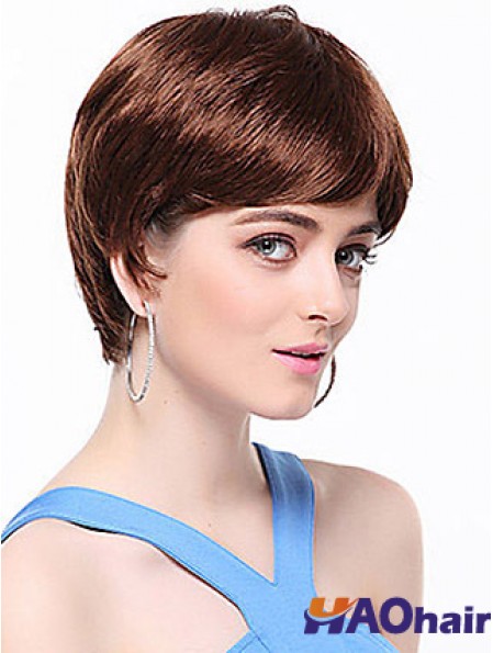 Boycuts Droite Auburn Capless Top Perruques Courtes
