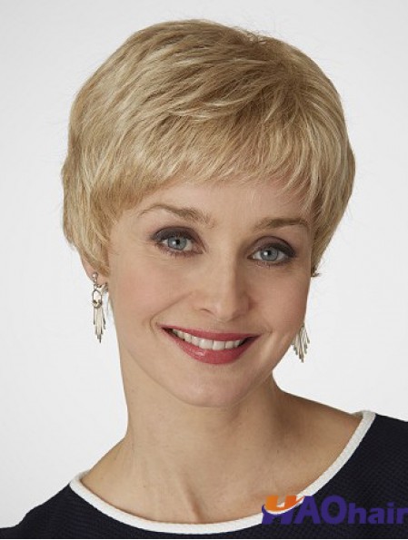 6 pouces populaires ondulés Boycuts Blonde perruques courtes