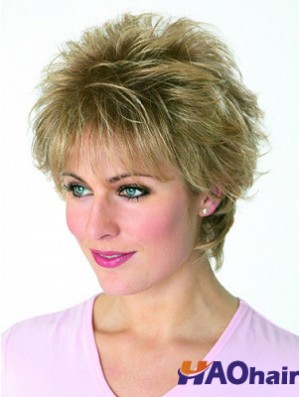 Boycuts Wavy Blonde Capless perruques courtes les moins chères