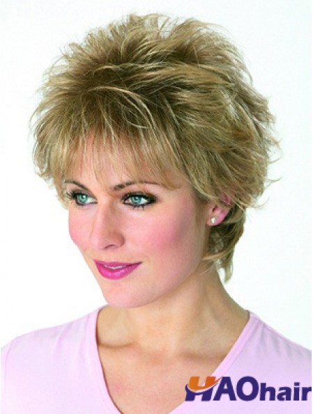 Boycuts Wavy Blonde Capless perruques courtes les moins chères