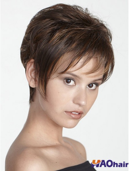 Boycuts Straight Brown capless perruques courtes modernes
