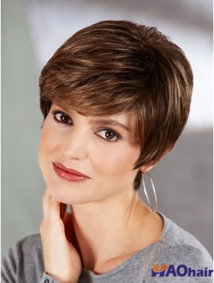 Boycuts Straight Brown Capless Perfect Perruques Courtes