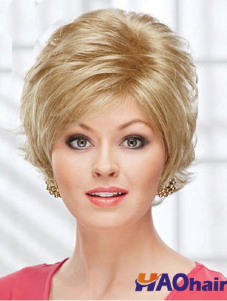 8  inchbelles perruques courtes blondes ondulées en couches