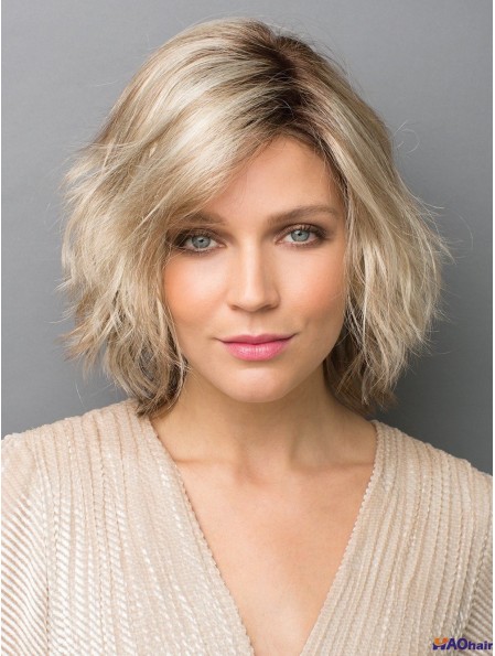 Perruque blonde de 10 pouces de monofilament de longueur de menton pour le style classique de femmes
