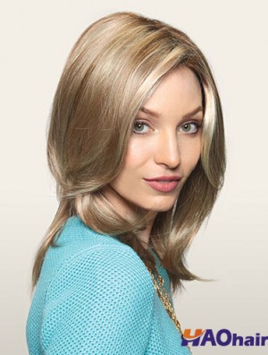 Perruques longues confortables monofilament en couches droites blondes