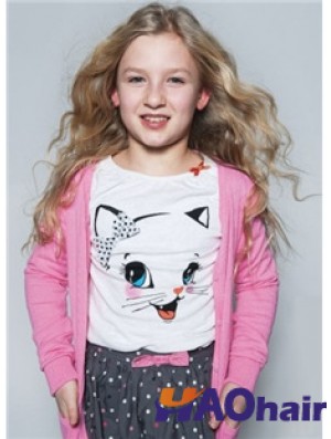 Perruques pour enfants à vendre couleur blonde 100% style ondulé attaché à la main