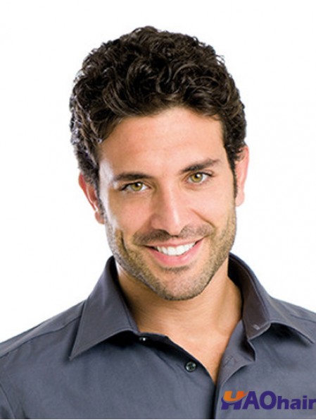 Lace Front Wavy Cropped Brown synthétique perruques courtes pour hommes