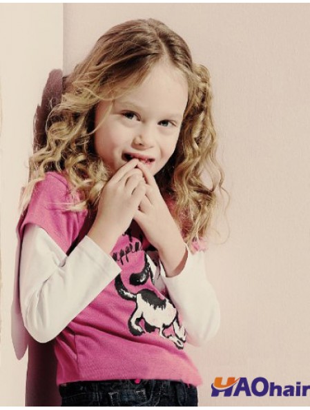 Perruques pour enfants 100% cheveux longs remy blonds ondulés