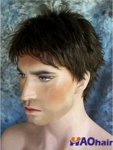 Noir 4  inchCapless Straight Synthetic Acheter Perruques Naturelles Homme