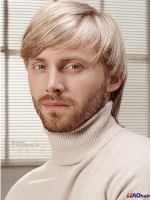 Full Lace Blonde 6  inchShort avec Bangs Costume Perruques pour hommes