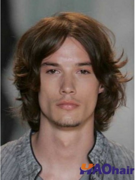 Auburn Lace Front perruque droite longueur de cheveux humains pour hommes
