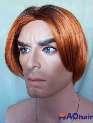 Lace Front Auburn 8 pouces Droite Synthétique Nature Regardant Mans Perruques