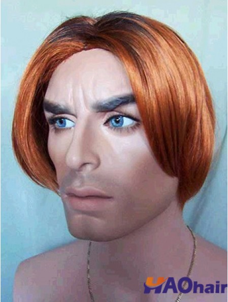 Lace Front Auburn 8 pouces Droite Synthétique Nature Regardant Mans Perruques