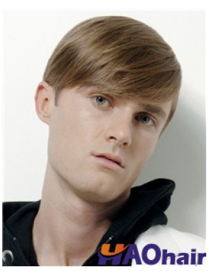Perruque blonde 100% homme à la main 100% attachée à la main Remy
