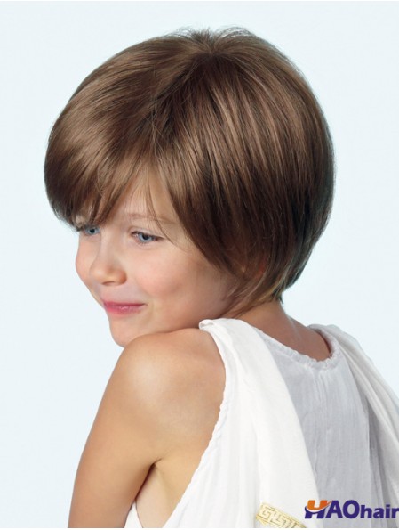 Perruque enfant avant droite en dentelle synthétique marron