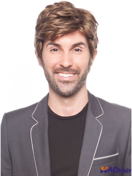 Brown 100% attaché à la main Remy perte de cheveux raides humains chez les hommes